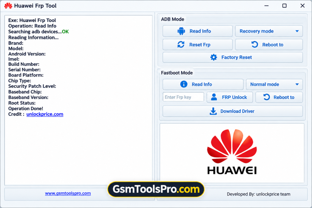 Huawei FRP Tool V1.0 Free Download Fastboot and BROM Mode