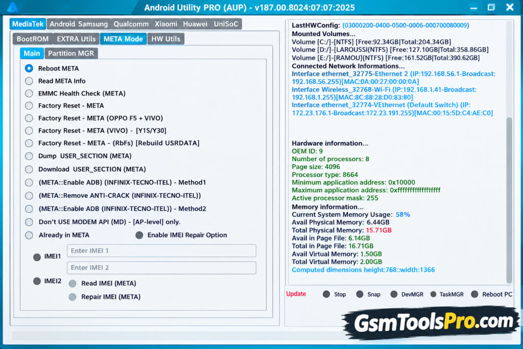Android Utility Tool V200.01 for Android devices